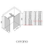 CERANO - Sprchová zástena Walk-in Onyx TL/P - 10 mm - hranatá vzpera - čierna matná, transparentné sklo - 160x120x200 CER-8050BD8806