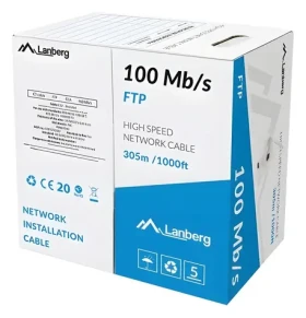 Lanberg FTP kábel 305m šedá / Sieťový kábel / drôt / CCA / 100 MHz / AWG24 (LCF5-11CC-0305-S)