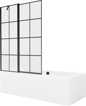 MEXEN/S - Cube obdĺžniková vaňa 180 x 80 cm s panelom + vaňová zástena 120, čierna vzor 550518080X9412117077