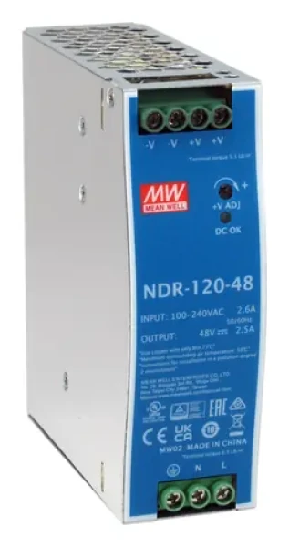 LevelOne Priemyselný napájací zdroj 48V/120W strieborná / Napájací zdroj / DIN lišta / -20 až 70 °C (POW-4842)