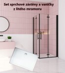 H K - Sprchovací kút MELODY BLACK R976, 90x76 cm so zalamovacími dverami vrátane sprchovej vaničky z liateho mramoru SE-MELODYBLACKR976/THOR-90x76