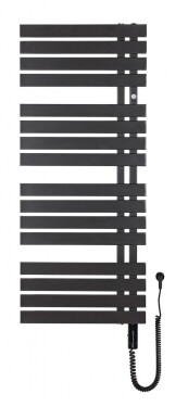 Instalprojekt - Kúpeľňový elektrický radiátor - sušiak POP STAR ELECTRO - Farba radiátora - Čierna matná, Rozmer radiátora - 500 × 1295 mm, výkon 600 W RADPOPEL501231