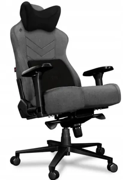 Yumisu 2053 Material šedo-čierna / Herná stolička / látka / nastaviteľné / pojazdné kolieska / nosnosť 150 kg (Y-2053-LB-M)