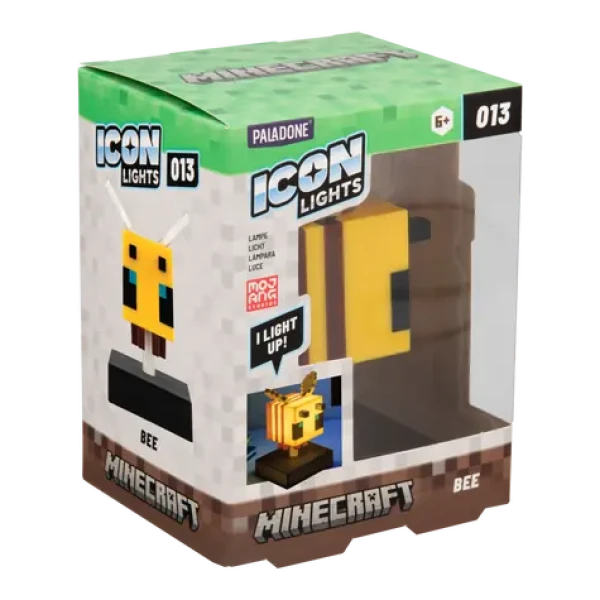 PALADONE Stolová lampa Icon Light Minecraft Včielka / 11 cm / 2x AAA batérie / Licencia Minecraft (PP16018MCFIDEPM)