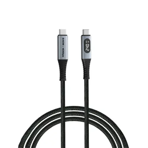 Verbatim Sync Charge USB4 čierna / Kábel USB-C na USB-C / 240 W / 40 Gbit / s / LED displej / 120 cm (31849)