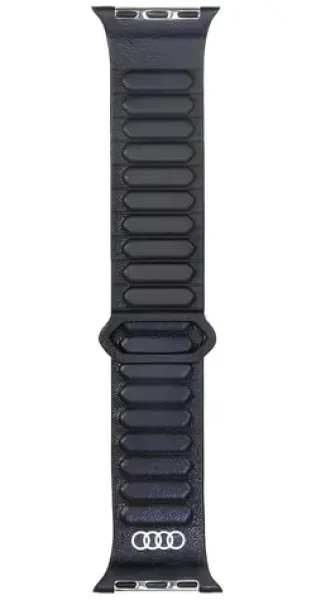 Audi Logo Magnetic Ring kožený remienok čierna / Remienok / Apple Watch 40/41/42 mm / Magnetický uzáver (AU-GL-AW40-42-GT/D2-BK)