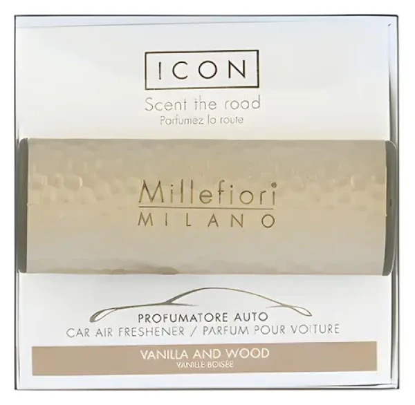 Millefiori Milano Icon Metal Vanilla Wood zlatá / Vôňa do auta / doba prevoňania až 2 mesiace (8051938698052)
