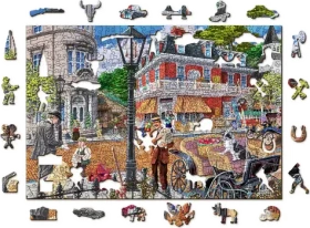 Wooden City Drevené puzzle Hlavná ulica 2v1