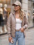Dámska prešívaná prechodná bunda s kapucňou, béžová, FashionStreet TY5783 M