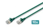 Digitus CAT6A F/FTP Slim zelená / Patch kábel / RJ45 / 10 Gbit / s / 500 MHz / 1,5 m / 10 ks (DK-1632-A-015S-G-10)