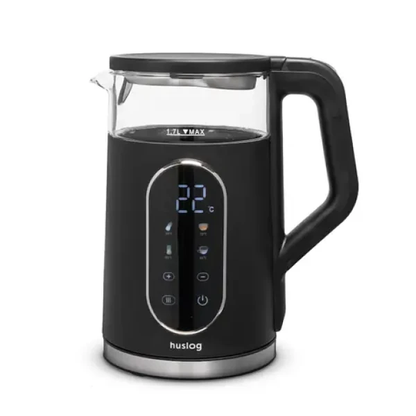Huslog Rýchlovarná kanvica s displejom čierna / Rýchlovarná kanvica / 1,7 l / 1800-2200 W / Sklo / Keep Warm 2h (OWN000148)