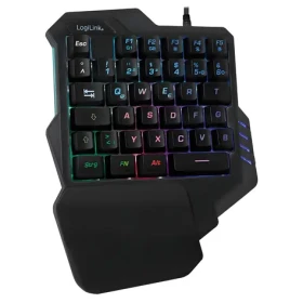 LogiLink Herná klávesnica pre jednu ruku čierna / Klávesnica / Mini / Drôtová / USB / RGB podsvietenie (ID0181)