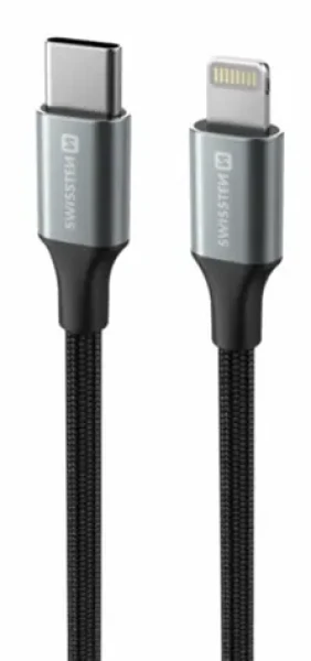 Swissten TEXTILE II dátový kábel USB-C - Lightning 1.5m čierna (71529203)