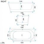 REA - Voľne stojaca akrylátová vaňa SYDNEY BELLANTO pravá 160cm REA-W0253