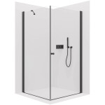CERANO - Sprchovací kút Antelo L/P - 6 mm - čierna matná, transparentné sklo - 90x60x190 - otočný CER-477251