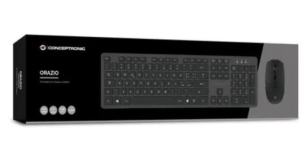 Conceptronic Bezdrôtová klávesnica a myš IT čierna / Sada klávesnice a myši / 2,4 GHz / 105 kláves / 1600 DPI (ORAZIO01IT)
