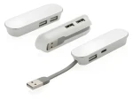 XD Design Flat strieborná / USB hub / 3x USB 2.0 / USB-C 2.0 / integrovaný kábel (P308.503)