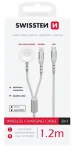 Swissten Magnetický kábel pre Apple Watch a Lightning 1.2m biela / USB-C / 2v1 / 60W / opletený (22065503)