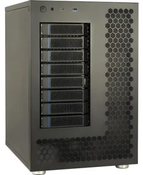 Inter-Tech NAS-8 černá / Serverová skříň / NAS / 8x hot-swap 3,5" pozice / 2x 120mm ventilátor / USB-A + USB-C 3.2 (88887392)