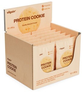 Vilgain Protein Cookie – 12× Vanilkový krém s mandľami 80 g