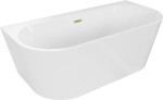 MEXEN/S - Oval+ voľne stojaca vaňa przyścienna 170 x 80, biela, sifón a prepad zlatá kartáčovaná 52681708000-55
