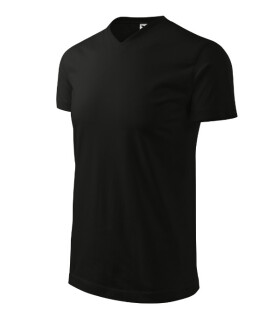 Ťažké tričko s výstrihom do V unisex čierne 4XL