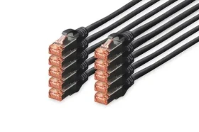 Digitus DK-1644-010-BL-10 sieťový kábel Cat6 S/FTP 1 m čierna 10 ks (DK-1644-010-BL-10)