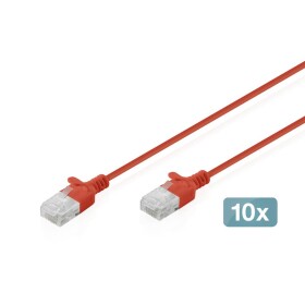 Digitus DK-1618-003S-R-10 RJ45 sieťové káble, prepojovacie káble CAT 6 U/UTP 0.3 m červená 10 ks; DK-1618-003S-R-10