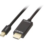 LINDY Mini-DisplayPort / HDMI káblový adaptér Mini DisplayPort konektory, Zástrčka HDMI-A 2.00 m čierna 36927 Kábel DisplayPort; 36927