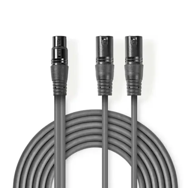 Nedis Vyvážený Audio kábel 2x XLR 3pinový (M) - XLR 3kolíková (F) 1.50 m tmavo šedá (COTH15020GY15)