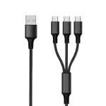 2GO USB 3in1 Nylon čierna / Nabíjací kábel / 3× USB-C / 1,5 m / 3 A (797156)