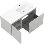 MEXEN/S - Rivel kúpeľňová skrinka 100 cm s umývadlom Otis pravá, 1S, 1D, reliéf, šedá mat/biela mat 91A23-10047-3-BBFF62-W18P01