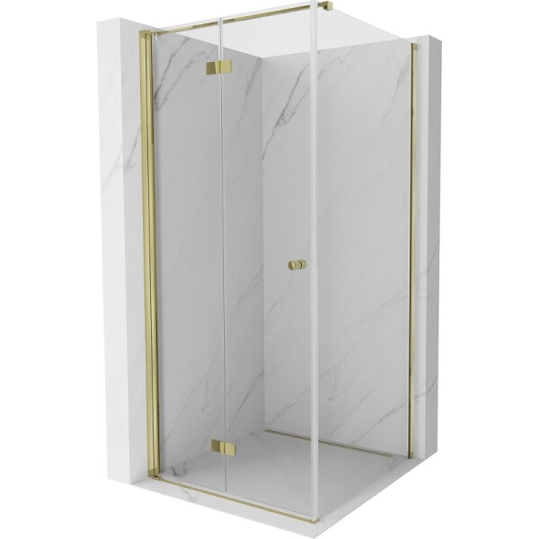 MEXEN/S - Mist-F sprchovací kút skladacie dvere ľavá 90 x 90, transparent, zlato 8A6T-090-090-50-00-L