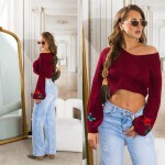 Sexy KouCla Crop knit sweater with patches Einheitsgroesse