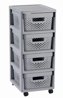 Curver INFINITY Dots Regál so zásuvkami 4x11l svetlo-sivá (231558)