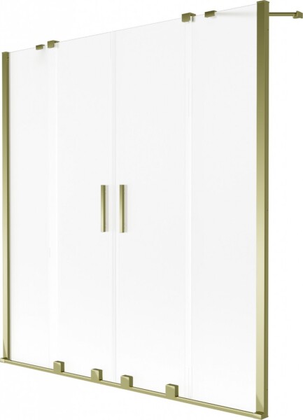 MEXEN/S - Velar Duo dvojkrídlová posuvná vaňová zástena 150 x 150, dekor, zlatá 896-150-000-32-50