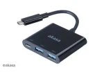 Akasa AK-CBCA08-15BK čierna / Redukcia USB-C / Power Delivery / 2x USB-A 3.0 / 15 cm (AK-CBCA08-15BK)