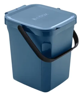 Denox Organic odpadkový kôš na bioodpad 10 l modrá / bezpečnostné zatváranie / plast / 23,5 x 26,5 x 28,5 cm