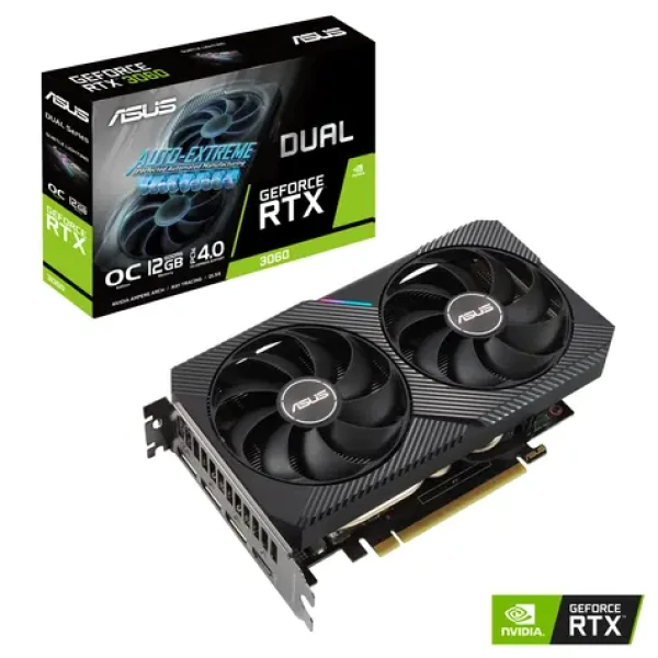 Asus Dual GeForce RTX 3060 V2 OC 12GB / Grafická karta / GDDR6 / 192-bit / 1x HDMI + 3x DP (90YV0GB2-M0AA10)