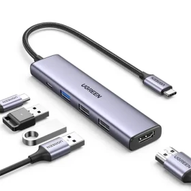 Ugreen 15495 USB-C Multifunkčný adaptér / 3x USB-A / 1x USB-C / 1x HDMI (6941876214952)