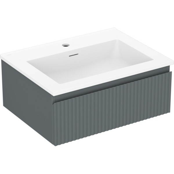 MEXEN/S - Rivel kúpeľňová skrinka 60 cm s umývadlom Otis, 1 šuplík, reliéf, grafit mat/biela mat 91A20-06023-1-BF66-W18M01