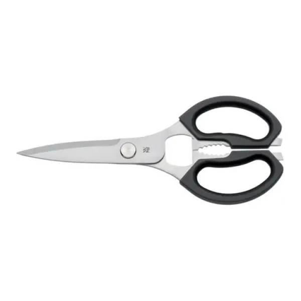 WMF univerzálne kuchynské nožnice čierna / nerez oceľ / Dĺžka 21 cm / otvárač na skrutkovacie a korunkové uzávery (18.8321.6030)