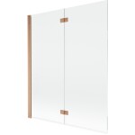 MEXEN - MIST vaňová zástena 140x150 cm 6mm 2-s, meď kartáčovaná, číra, ľavá 8A9-140-002-65-00-L