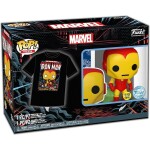 Funko POP! & Tee: Marvel- Holiday Iron Man (GITD) M