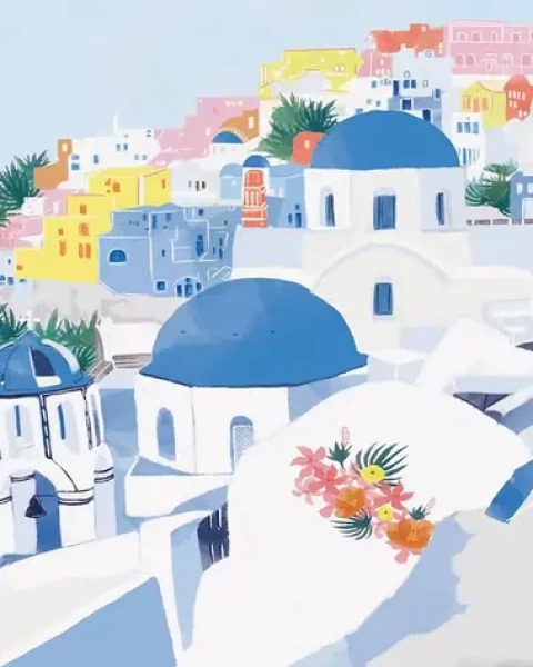 Norimpex Diamantové maľovanie Modré strechy v Santorini