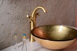 SAPHO - FIANNA sklenené umývadlo na dosku priemer 42cm, bronz 2501-21