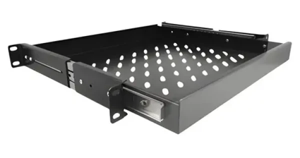 DeLock 19" výsuvná polica 42631 čierna / Rack polica / 1U / 3x zásuvka HE / kov (42631)