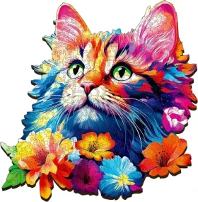 EscapeWelt Drevené puzzle Mačka