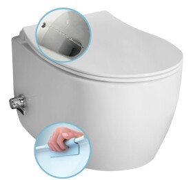 ISVEA - SENTIMENTI CLEANWASH závesná WC misa, integrovaný ventil a bidetová spŕška, Rimless, 36x53cm, biela 10ARS1101I