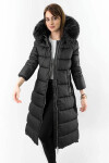 Čierna dlhá dámska zimná bunda s kapucňou (7688BIG) odstíny černé 54